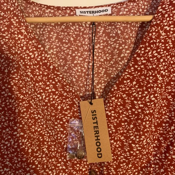 Rust red floral blouse - Picture 5 of 6